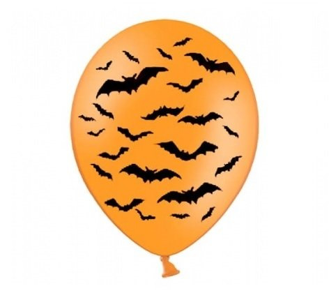 Balony 14'' "Nietoperze" pomarańczowy / czarny 6 sztuk