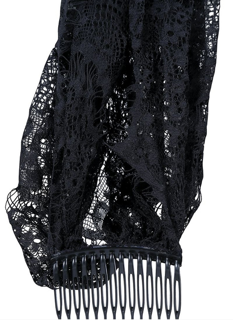 Welon ażurowy czarny na grzebyku