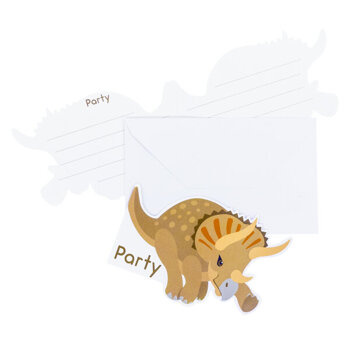 Dino Party - Zaproszenia z kopertami 8 sztuk
