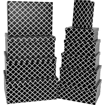 Pudełko ozdobne prostokątne 11102571 - czarne w kratkę