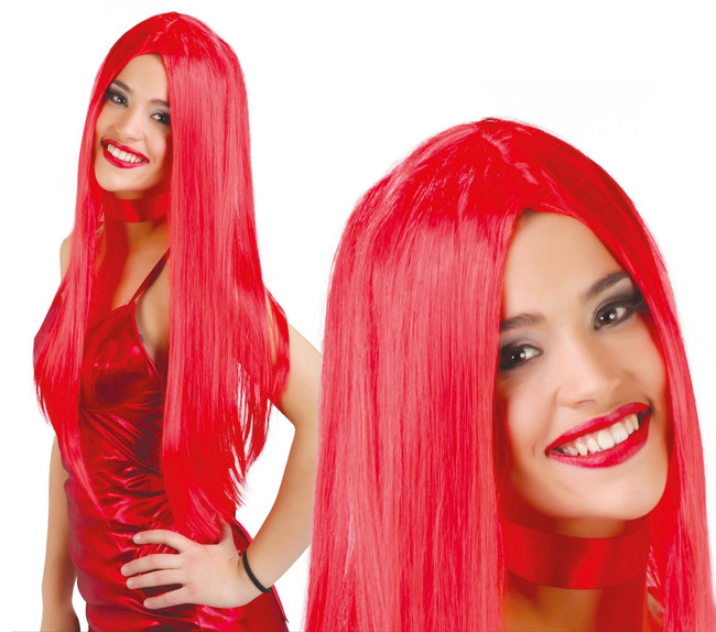 Peruka długowłosa czerwona