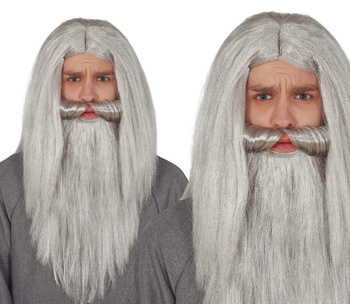 Peruka + Broda "Posejdon" szara