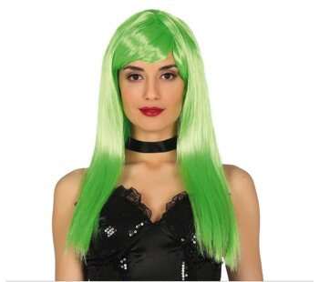 Peruka "Pół-długa" z grzywką zieleń neonowa