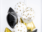 Balony lateksowe 14" z nadrukiem "Gwiazdki złote" przeźroczyste 6 sztuk