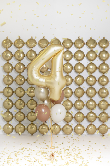 Balon foliowy 34" mat złoty numer 4