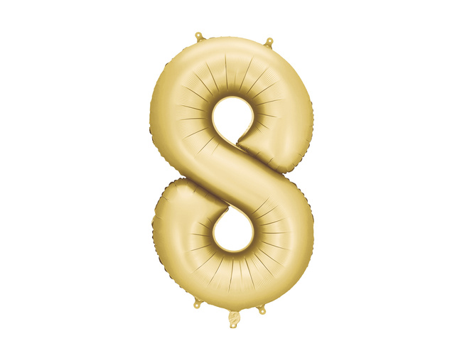 Balon foliowy 34" mat złoty numer 8