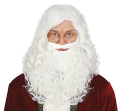 Peruka + Broda "Mikołaj" biała falowana