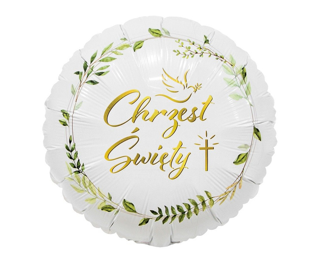 Balon foliowy 18" Chrzest Święty, gołąbek i krzyż