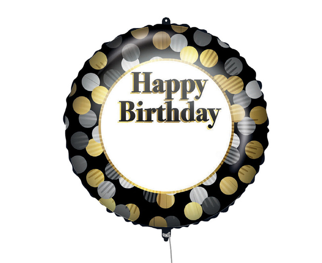 Balon foliowy 18" Happy Birthday personalizowany, czarny