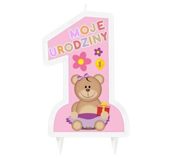 Świeczka na ROCZEK 10cm - Moje urodziny różowa