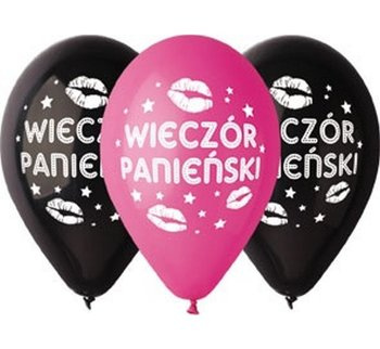 Balony 12" z nadrukiem "Wieczór Panieński" róż/czarny 5 sztuk