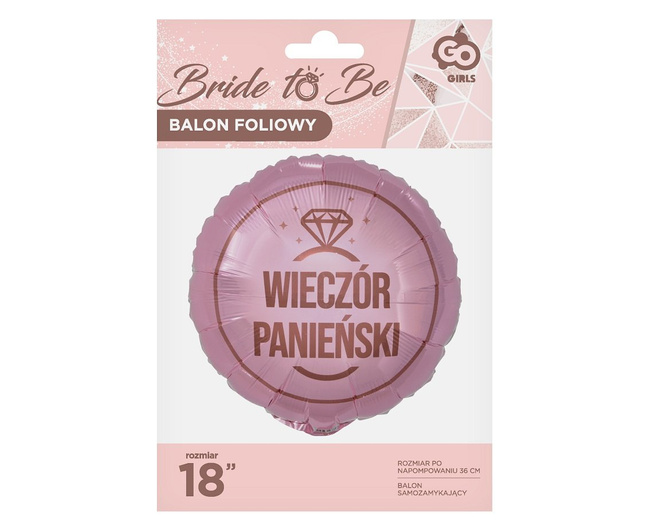 Balon foliowy 18" Wieczór Panieński, róż