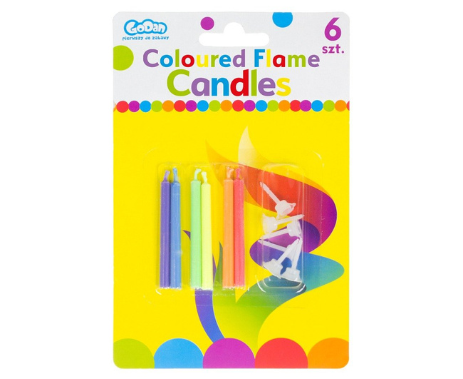 Świeczki urodzinowe "Kolorowe płomienie" 6 sztuk