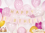 Baner urodzinowy "Happy Birthday" różowy 175cm