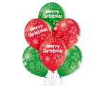 Balony 12" z nadrukiem "Merry Christmas" 6 sztuk