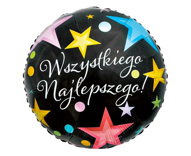 Balon foliowy 18" Gwiazdki - Wszystkiego Najlepszego