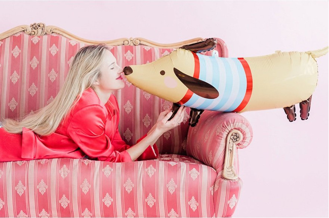 Balon foliowy 24" Piesek Jamnik w sweterku