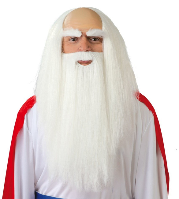 Peruka męska "Starzec" biały z brodą