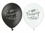 Balony 14" nadruk "Happy Birthday" kredowe 6 sztuk