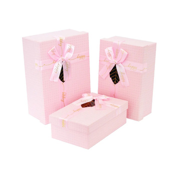 Pudełko ozdobne prostokątne 11031052 - różowe z kokardą