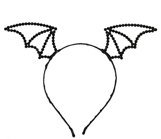 Opaska koralikowa "Skrzydła nietoperza" czarna