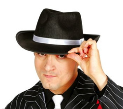 Kapelusz gangsterski czarny z białą lamówką