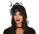 Opaska z woalką i piórami czarna