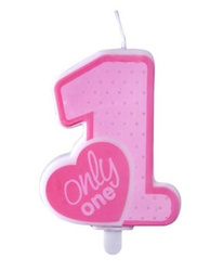 Świeczka na ROCZEK 7cm - Only One różowa