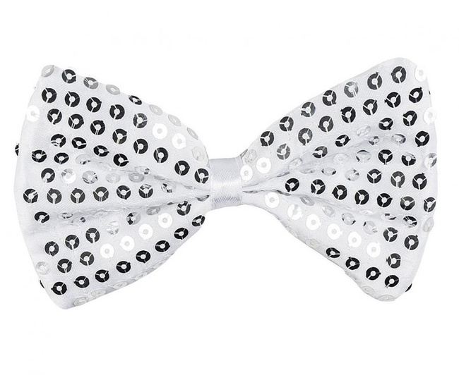 Muszka Sylwestrowa w cekiny srebrna