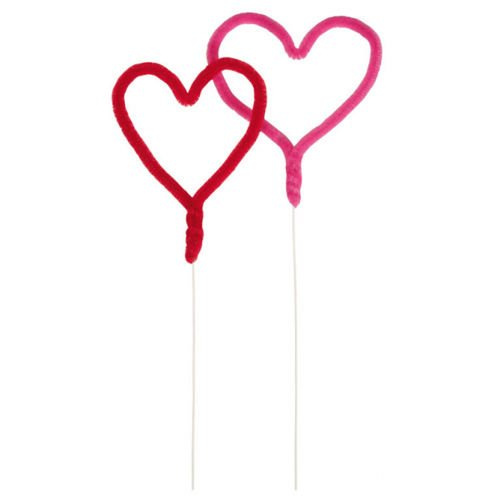 Dekoracja Bufetu - Piker Serduszko 25cm czerwone / różowe 5 sztuk