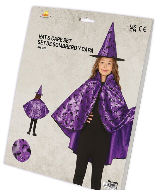 Peleryna dziecięca "Czarownica" z czapką, fiolet