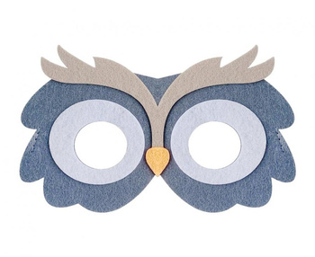Maska płaska "Sowa" szara filc