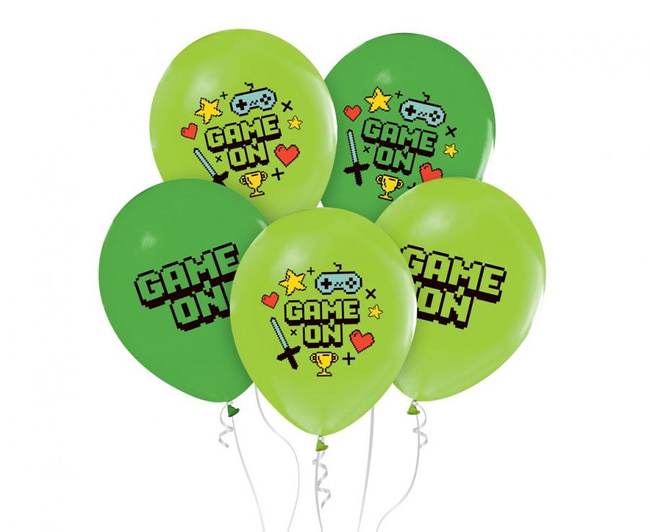 Game on - Balony gumowe 12" zielone 5 sztuk