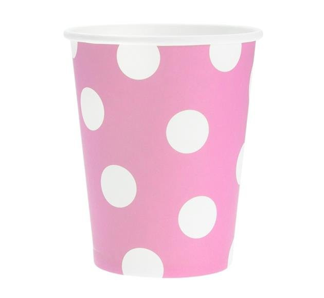 Groszki Różowe jasne - Kubeczki 270ml 6 sztuk