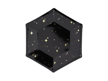 Stars - Talerzyki sześciokątne 20cm czarne 6 sztuk