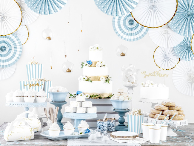 Wachlarze ozdobne - Gładkie biało / złote 3 sztuki