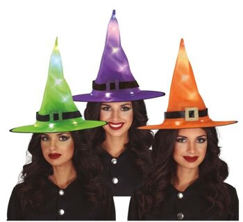Kapelusz wiedźmy LED różne kolory 1 sztuka