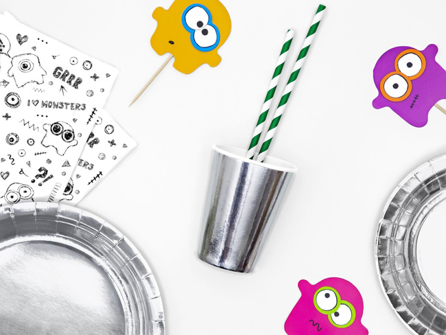 Srebrne jednokolorowe - Kubeczki papierowe 6 sztuk