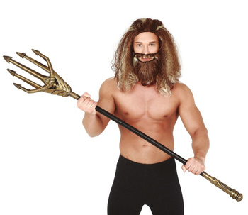 Trójząb Władcy Mórz, złoto-czarny 120cm - składany