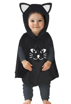Ponczo z kapturem dla malucha "Kotek uroczy" czarny
