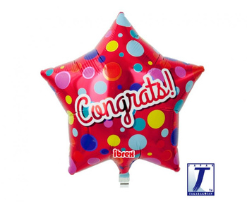 Balon foliowy 18" Gwiazdka "Congrats!" czerwona