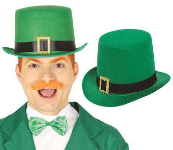 Cylinder zielony St. Patrick, sztywny