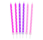 Świeczki urodzinowe "Groszki różowo / fioletowe" 24 sztuki