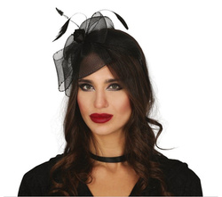 Opaska z woalką i piórami czarna