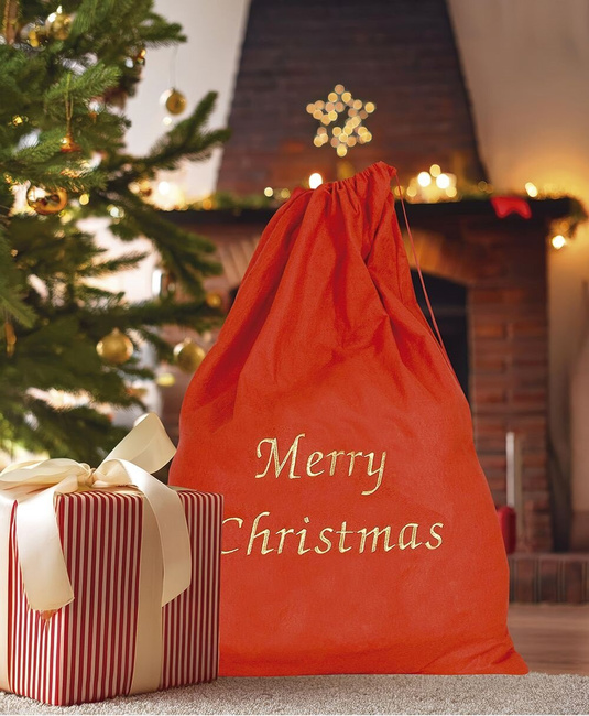 Worek Mikołaja haft: Merry Christmas 70x93cm