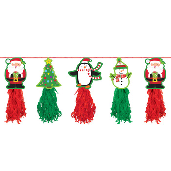 Świąteczna girlanda z frędzlami "Mikołaj, Pingwin" 2,4m