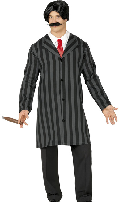 Peruka męska "Pan Addams" z wąsami, czarna