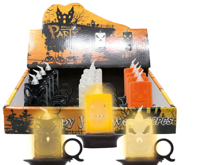 Halloweenowa Lampka LED "Świeca na podstawku"