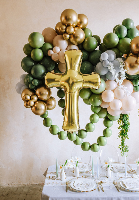 Balon foliowy 30" Krzyż złoty