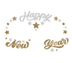 Naklejki na twarz HAPPY NEW YEAR złoto-srebrne z brokatem